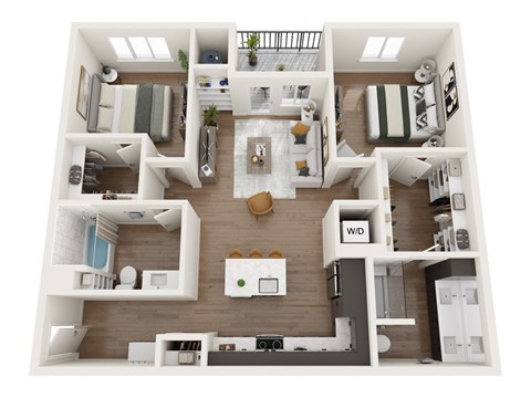 Floor plan for 2 beds, 2 baths, 1092 sqft